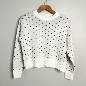 Francesca's Black Bow White Cropped Sweater women’s size medium NEW